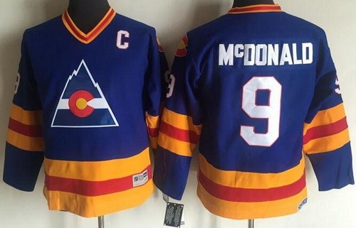 Youth Colorado Avalanche #9 Lanny McDonald Blue Throwback CCM Jersey