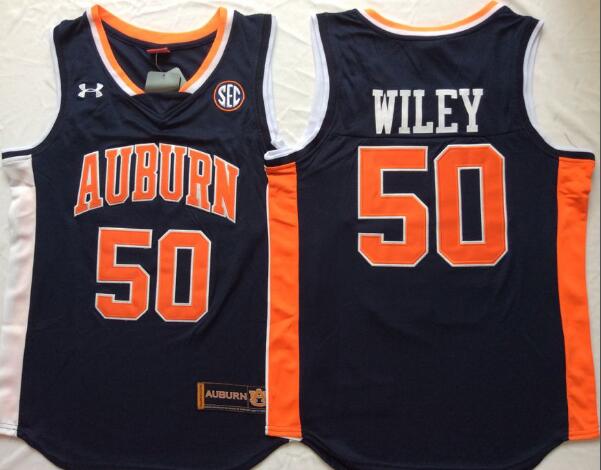 NCAA Men Auburn Tigers Blue 50 Wiley College Basketball Jersey