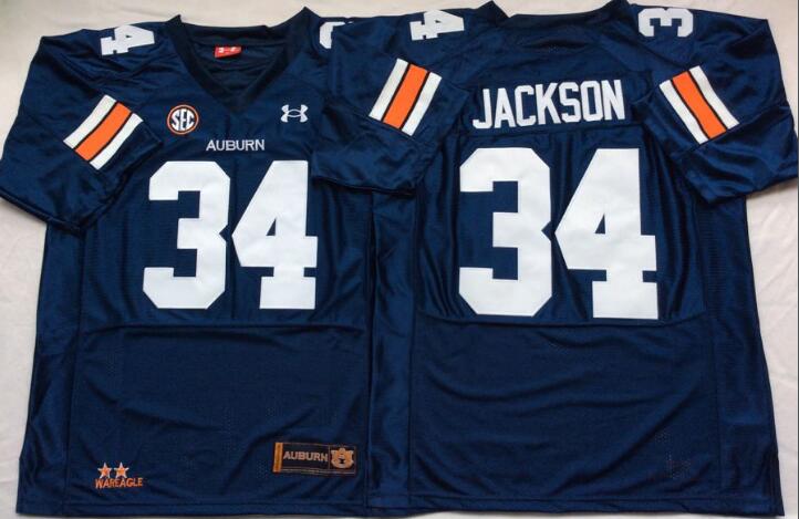 Men Auburn Tigers 34 Jackson Blue SEC NCAA College Football Jerseys