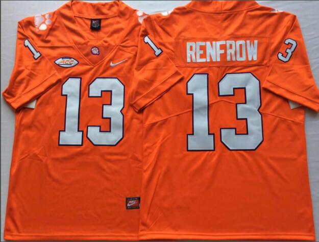 Mens NCAA Clemson Tigers 13 Renfrow Orange College Football Jersey