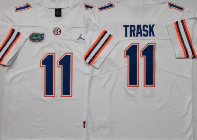 Mens NCAA Florida Gators 11 Trask White Limited College Football Jersey