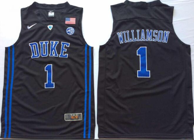 Mens NCAA Duke Blue Devils 1 Williamson Black College Basketball Jersey