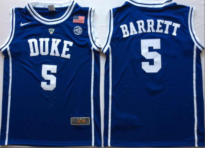 Mens NCAA Duke Blue Devils 5 Barrett Blue College Basketball Jersey