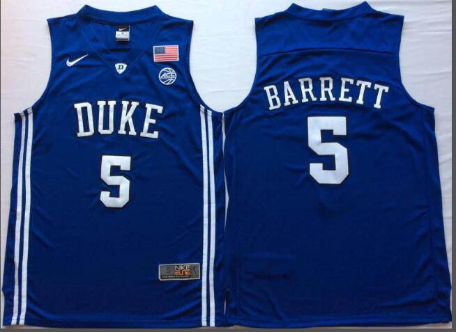 Mens NCAA Duke Blue Devils 5 Barrett Blue College Basketball Jerseys