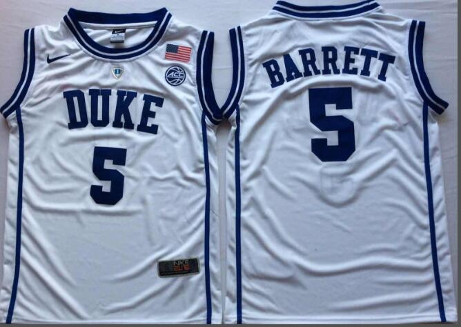Mens NCAA Duke Blue Devils 5 Barrett White College Basketball Jersey