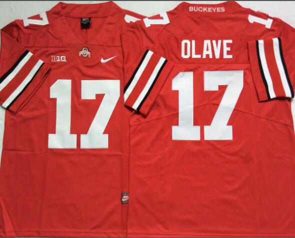 Mens NCAA Ohio State Buckeyes 17 Olave Red College Football Jersey