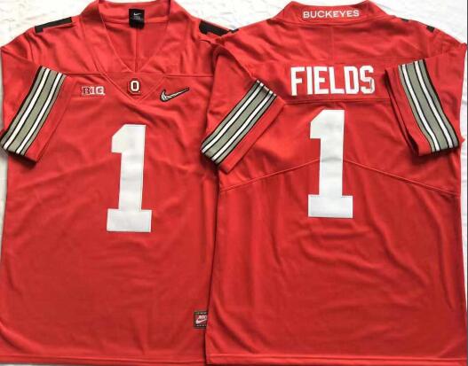 Mens NCAA Ohio State Buckeyes 1 Fields Red College Football Jersey