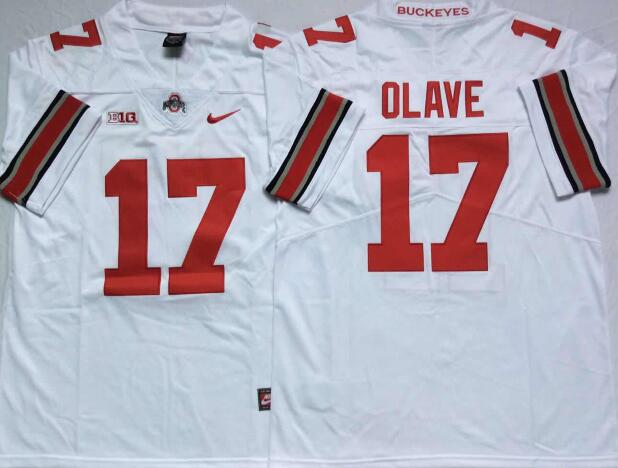 Mens NCAA Ohio State Buckeyes 17 Olave White College Football Jersey