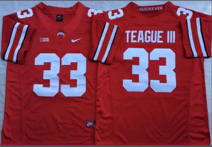 Mens NCAA Ohio State Buckeyes 33 Teague III Red College Football Jersey
