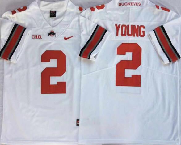 Mens NCAA Ohio State Buckeyes 2 Young White College Football Jersey