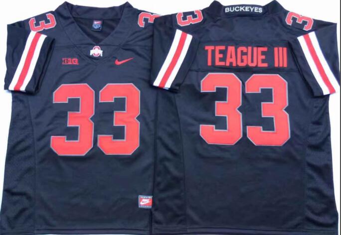 Mens NCAA Ohio State Buckeyes 33 Teague III Black College Football Jersey
