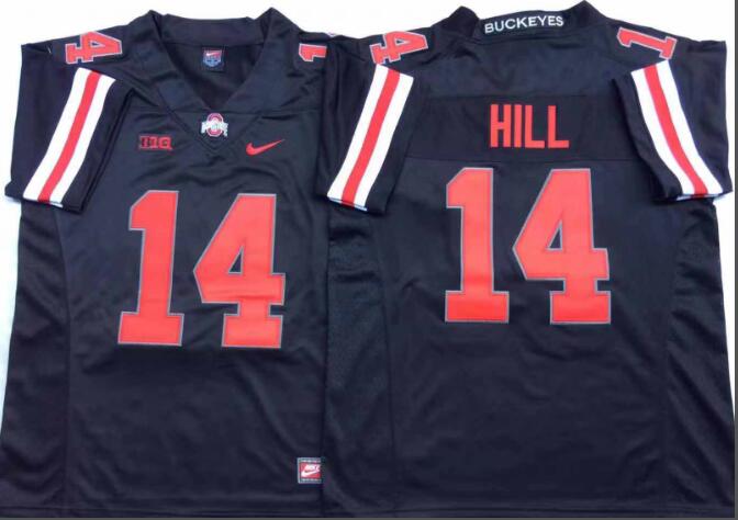 Mens NCAA Ohio State Buckeyes 14 Hill Black College Football Jersey