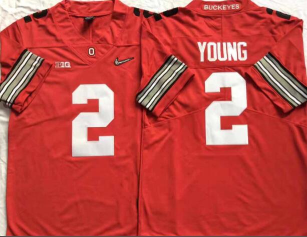 Mens NCAA Ohio State Buckeyes 2 Young Red College Football Jersey