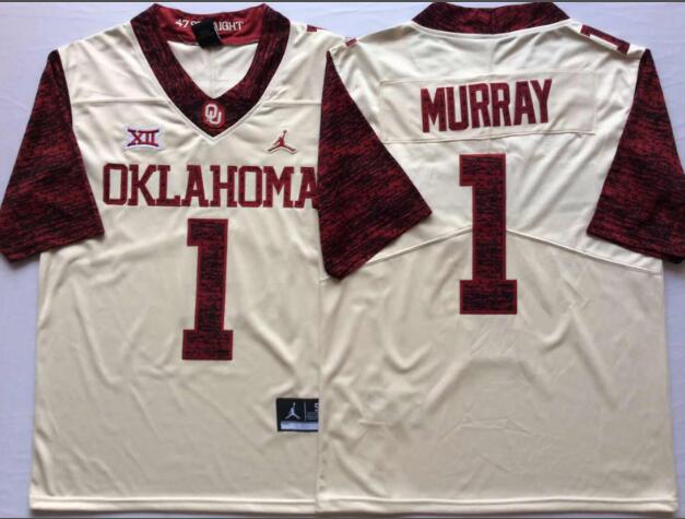 Mens NCAA Oklahoma Sooners Limited 1 Murray Cream Red College Football Jersey