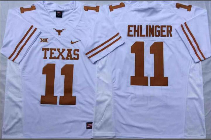 Mens NCAA Texas Longhorns 11 Ehlinger White College Football Jerseys