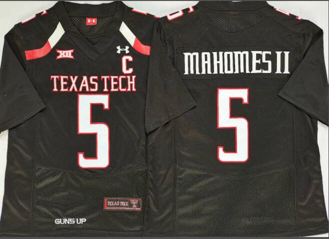 Mens NCAA Texas Tech Red Raiders 5 Mahomes II Black College Football Jersey