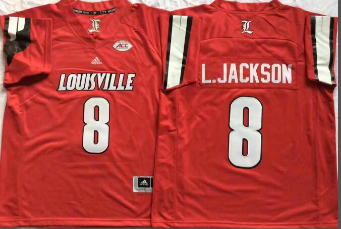 Mens NCAA Louisville Cardinals 8 L.Jackson Orange College Football Jersey