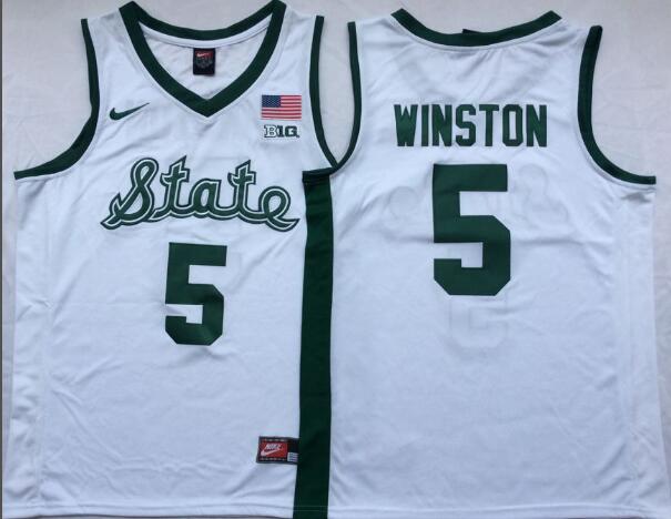 Mens NCAA Michigan State Spartans 5 Winston White College Football Jersey