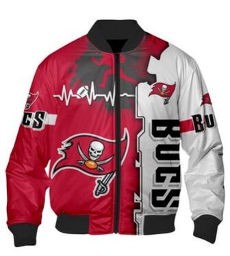 Mens NFL Football Tampa Bay Buccaneers  Flying Stand Neck Coat 3D Digital Printing Customized Jackets 10