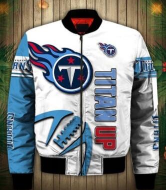 Mens NFL Football Tennessee Titans Flying Stand Neck Coat 3D Digital Printing Customized Jackets 4