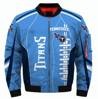 Mens NFL Football Tennessee Titans Flying Stand Neck Coat 3D Digital Printing Customized Jackets 1