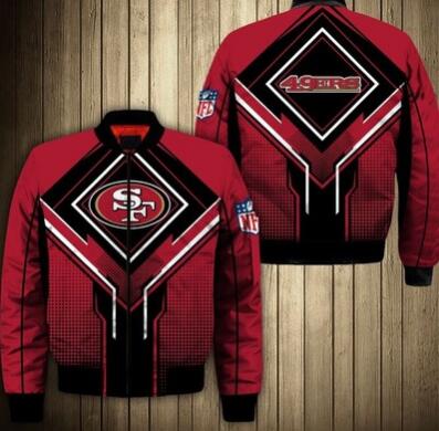 Mens NFL Football San Francisco 49ers Flying Stand Neck Coat 3D Digital Printing Customized Jackets 10