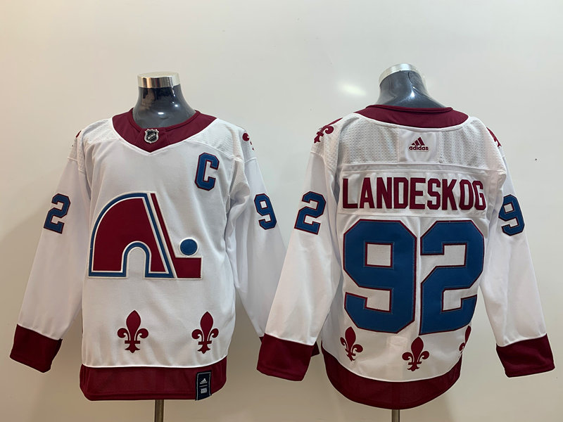 Avalanche 92 Gabriel Landeskog White 2020-21 Reverse Retro Adidas Jersey