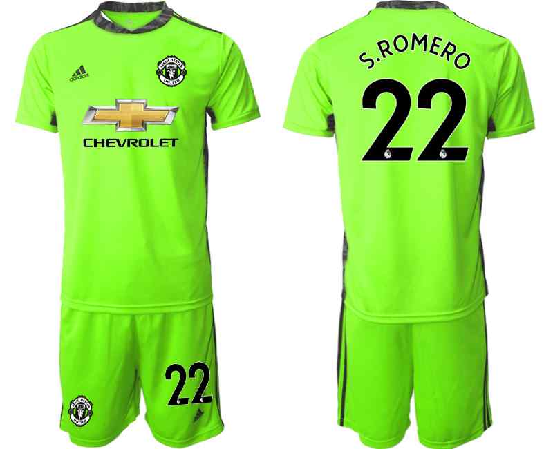 2020-21 Manchester United 22 S.ROMERO Fluorescent Green Goalkeeper Soccer Jerseys