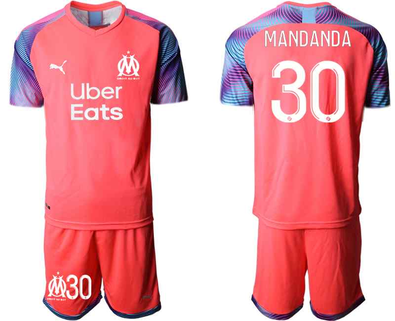 2020-21 Marseilles 30 MANDANDA Pink Goalkeeper Soccer Jersey