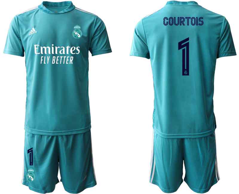 2020-21 Real Madrid 1 COURTOIS Blue Goalkeeper Soccer Jersey