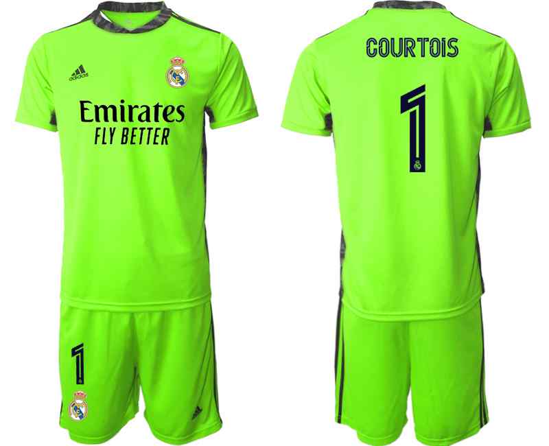2020-21 Real Madrid 1 COURTOIS Fluorescent Green Goalkeeper Soccer Jersey