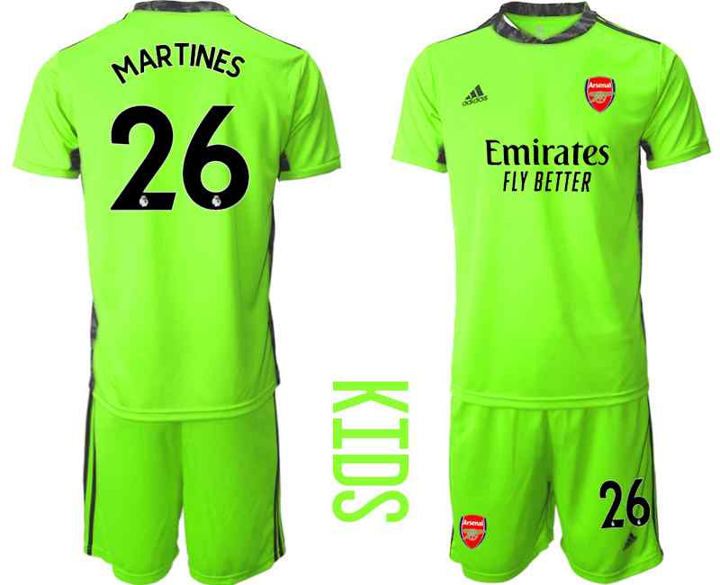 2020-21 Arsenal 26 MARTINES Fluorescent Youth Goalkeeper Soccer Jersey