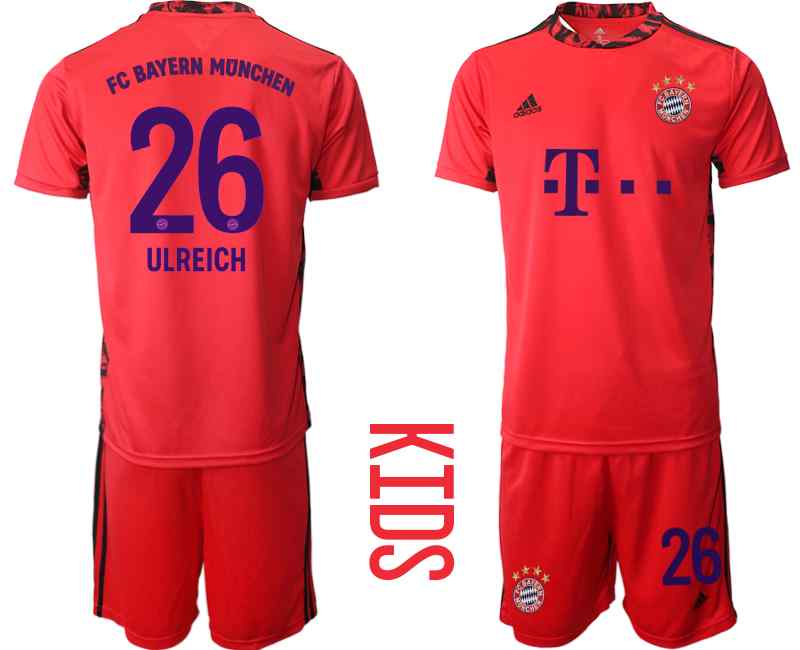 2020-21 Bayern Munich 26 ULREICH Red Youth Goalkeeper Soccer Jersey