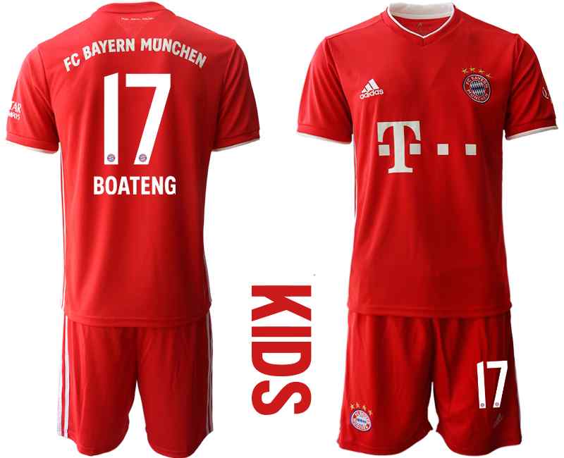 2020-21 Bayern Munich 17 BOATENG Youth Home Soccer Jersey