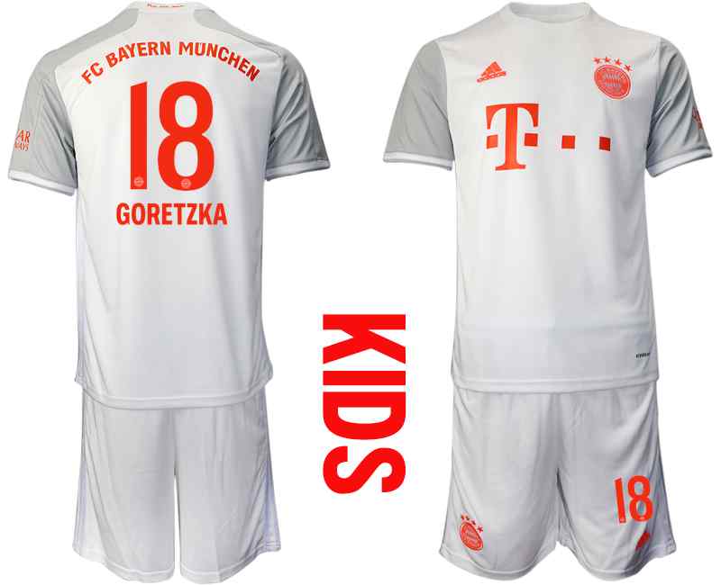 2020-21 Bayern Munich 18 GORETZKA Youth Away Soccer Jersey