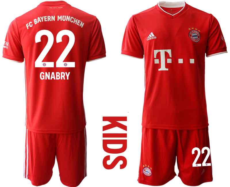 2020-21 Bayern Munich 22 GNABRY Youth Home Soccer Jersey