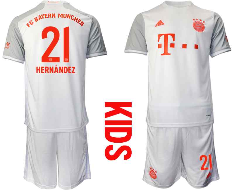 2020-21 Bayern Munich 21 HERNANDEZ Youth Away Soccer Jersey