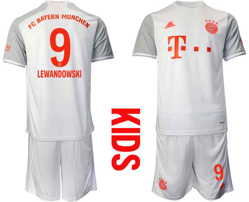2020-21 Bayern Munich 9 LEWANDOWSKI Youth Away Soccer Jersey