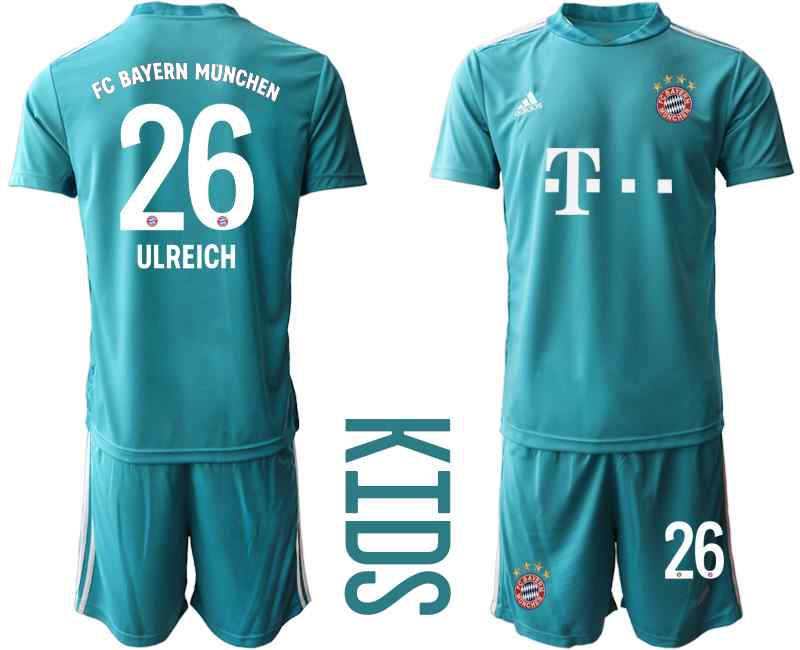 2020-21 Bayern Munich 26 ULREICH Blue Youth Goalkeeper Soccer Jersey