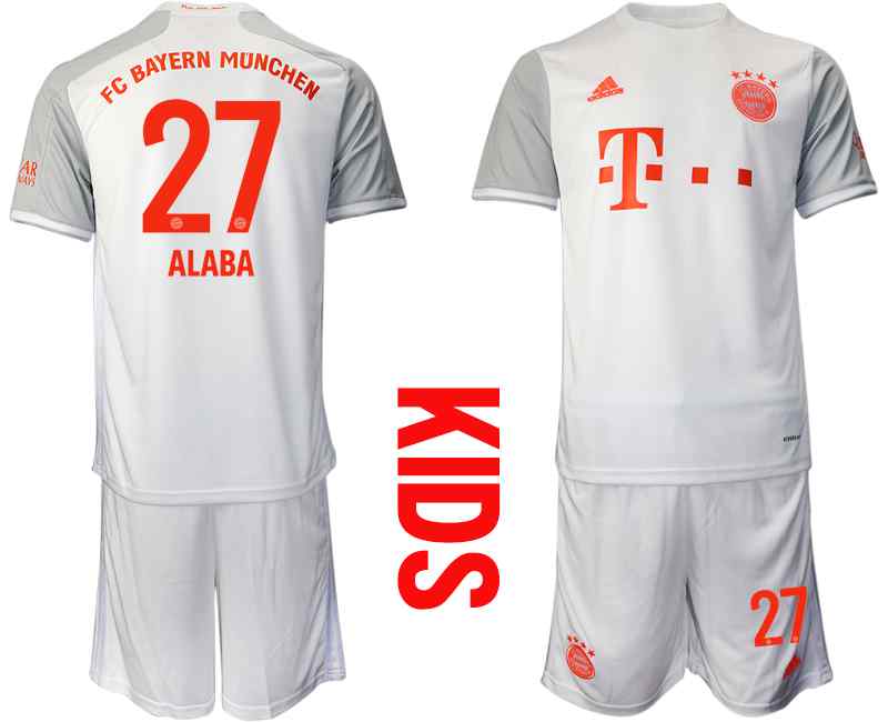 2020-21 Bayern Munich 27 ALABA Youth Away Soccer Jersey
