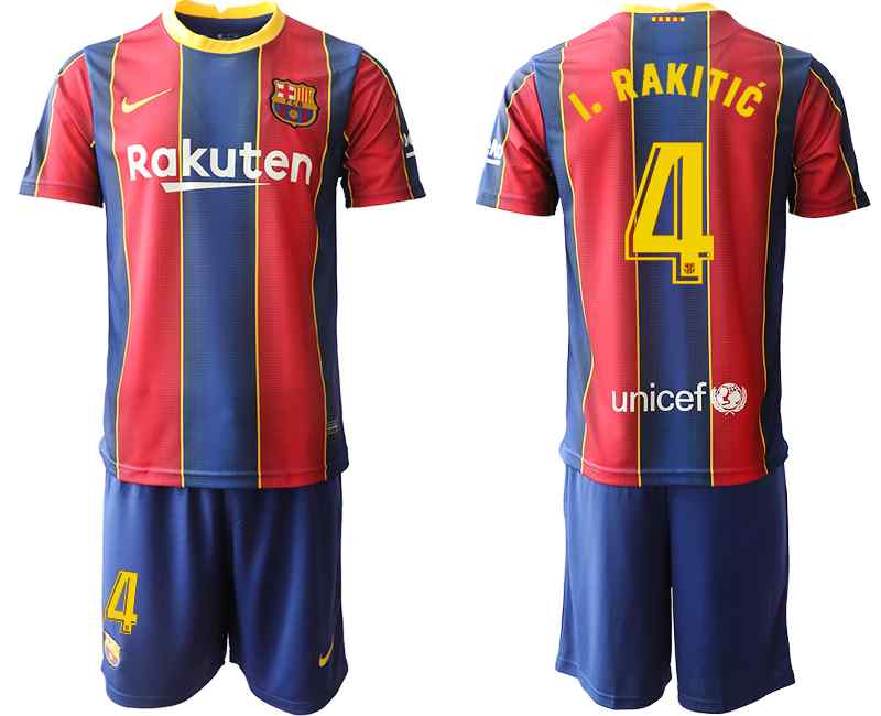 2020-21 Barcelona 4 I. RAKITIC Home Soccer Jersey
