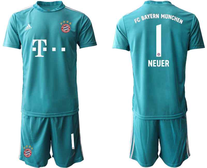 2020-21 Bayern Munich 1 NEUER Blue Goalkeeper Soccer Jersey