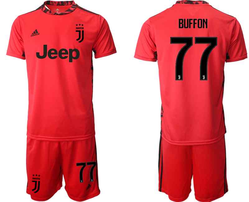 2020-21 Juventus 77 BUFFON Red Goalkeeper Soccer Jersey