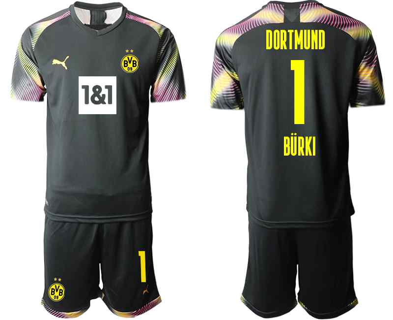 2020-21 Dortmund 1 BURKI Black Goalkeeper Soccer Jersey