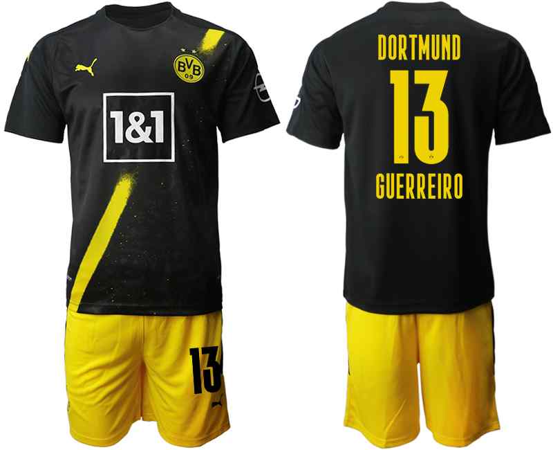 2020-21 Dortmund 13 GUERREIRO Away Soccer Jersey