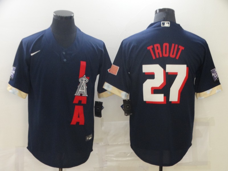 Angels 27 Mike Trout Navy Nike 2021 MLB All-Star Cool Base Jersey