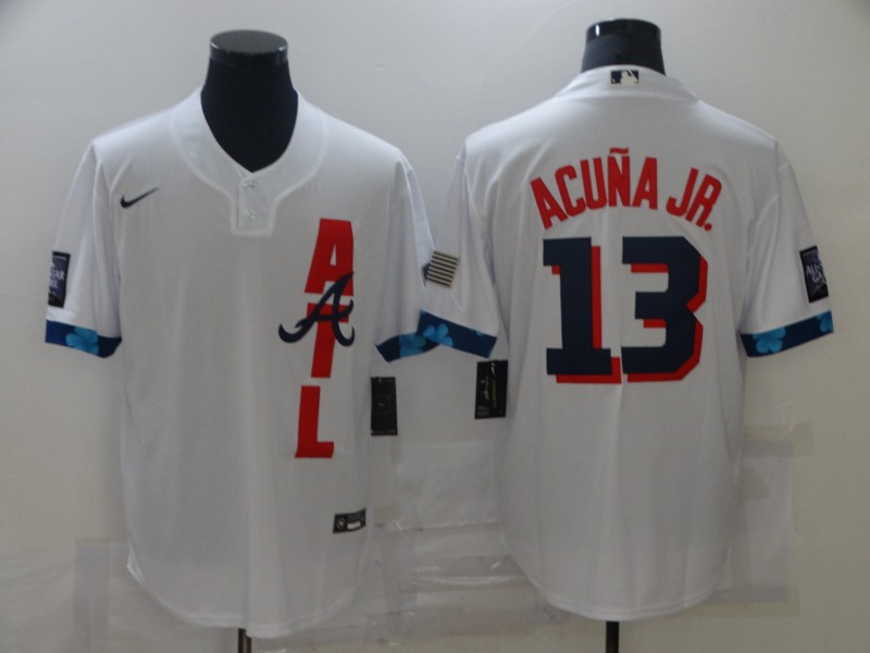 Braves 13 Ronald Acuna Jr White Nike 2021 MLB All-Star Cool Base Jersey