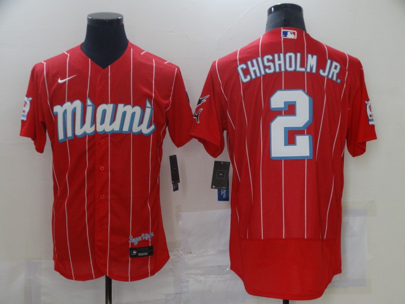 Marlins 2 Jazz Chisholm Jr Red 2021 City Connect Flexbase Jersey