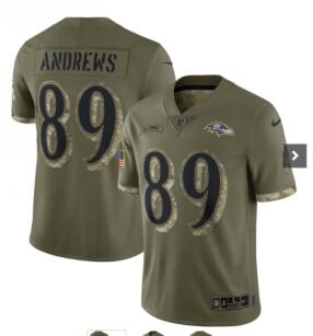 Men Baltimore Ravens Nike 89 Andrews Olive 2022 Salute to Service limited Jerseys