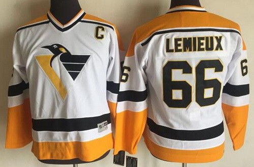 Youth Pittsburgh Penguins #66 Mario Lemieux White Throwback Jersey